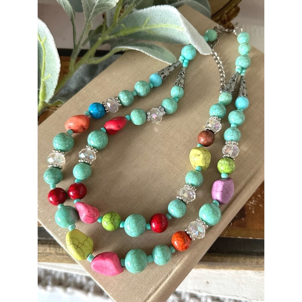 2 strand colorful beaded necklace